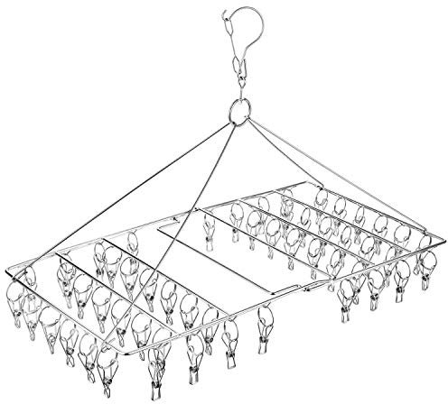 Stainless Steel Sock Drying Rack, Swivel Hook Wind-Proof Clothes Hanger Rack for Socks, Underwear, Shoe Insoles, Baby Clothes, Gloves