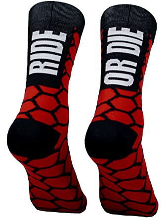 PERRO LOCO CLOTHES Kompressions-Fahrradsocken mit verstärktem Vorfußbereich, limitierte Auflage. (DE/NL/SE/PL, Numerisch, 37, 39, Regular, Regular, Rot)
