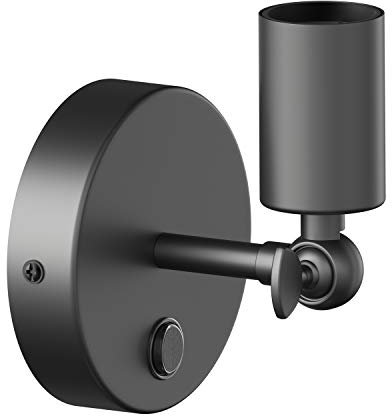 ledscom.de Lampada da parete FETRO, interruttore, nero opaco, rotonda, 1x E27 max. 60W