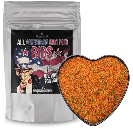 Royal Spice All American BBQ Ribs Rub 1 kg – Authentisch Gewürzmischung für perfekte Ribs aus dem Smoker – Trockenmarinade - Amerikanische Barbecue Trockenmarinade - Tomate & Oregano