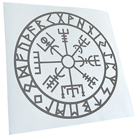 Kiwistar - Autocollant - runes boussole viking - 50 x 50 cm - Gris - G50 - Pour voitures, vélos, véhicules, motos, cyclomoteurs, tuning, vitres arrière