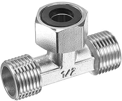 sourcing map Conector de adaptador de manguera de tuerca giratoria de 3 vías en forma de T para montaje de tuberías, 2 macho a 1 rosca hembra