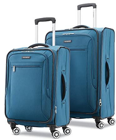 Samsonite Ascella X Softside Expandable Luggage with Spinners, Teal, 2PC SET (Carry-on/Medium)