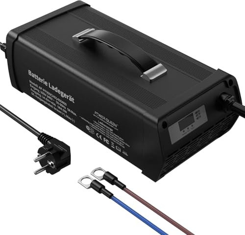 Power Queen 14,6V 40A Lithium Batterieladegerät, LED Zur Anzeige des Ladestatus in Echtzeit Schnelle Aufladung 12 V Akku Ladegerät mit 4 Schutzfunktionen für Lithium Batterien