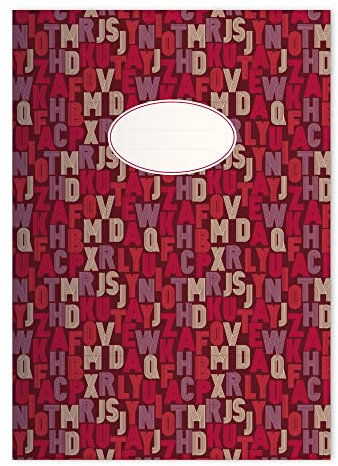 Kartenkaufrausch 4x Frische Typo DIN A4 Schulheft, Schreibhefte mit trendigem Buchstaben Lettering in Rot Lineatur 21 (liniertes Heft)