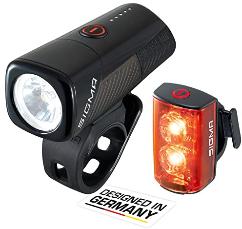 SIGMA - Buster 400 / RL 80 Set | Feux Avant et arrière à LED | 400 lumens et 80 lumens | Eclairage vélo Avant et arrière à Piles avec Cinq Modes d'éclairage