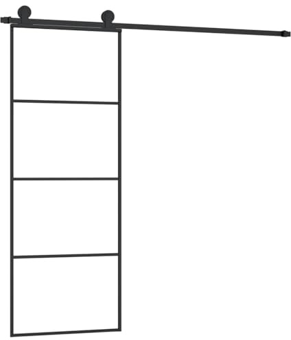 vidaXL Puerta corredera con set herrajes vidrio ESG aluminio 76x205 cm