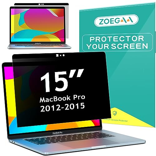 ZOEGAA Magnetische Blickschutzfolie für MacBook Pro 15 Zoll (2012-2015, Modell:A1278 A1286 A1398), Abnehmbare Sichtschutzfolie und Anti Blaulicht Blendschutz Sichtschutz Laptop Privacy Screen | 1 Installationsmöglichkeiten; blendfrei; kompatibel mit MacBook Pro 15 Zoll Modell (A1278, A1286, A1398)