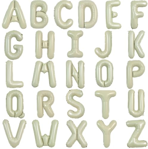 TONIFUL 52 Stück 40,6 cm cremeweiße Buchstaben A-Z Ballons, personalisierbarer Mylar-Folien-Alphabet-Buchstaben DIY Banner für Geburtstags-, Jubiläums-, und Abschlussfeier-Dekorationen