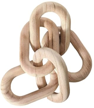 FIGGRITID Wood Chain Link Decor,21.6 Hand Carved Decorative Wood Chain,Contemporary Home Decor for Farmhouse Shelf&Side Table B 55 X 10cm