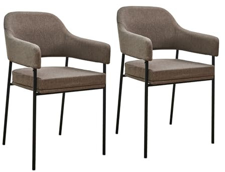 SVITA Scarlett 2er Set Esszimmerstühle Armlehnstuhl Polsterstuhl Stoff Braun