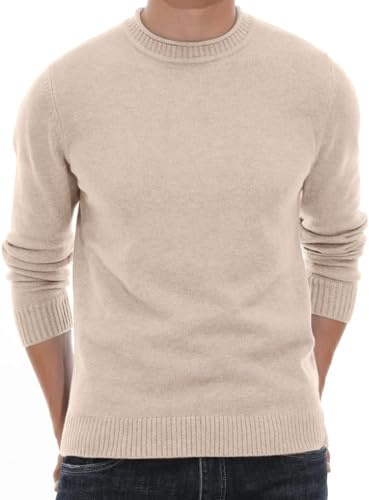 Sailwind Jerseys para Hombre Tops Invierno Cálido de Punto Cuello Redondo Jersey de Manga Larga Suave Cómodo Cuello Alto Tejido de Punto Pullover Suéteres para Hombre, Aa-beige., M