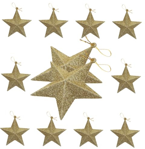 Artibetter 1 Satz 12 STK Weihnachtsstern-anhänger Sternschmuck Für Weihnachtsbaum Glitzer Stern Ornamente Goldener Stern Dekor Weihnachtsstern Ornamente Schaum Pentagramm Pack