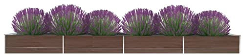 DYRJDJWIDHW blumentopf schwarz,blumentopf groß,blumenkübel,übertopf groß,GartenHochbeet Verzinkter Stahl 600x80x45 cm Braunpflanzkübel,pflanzkübel XXL,blumentopf mit füßen,