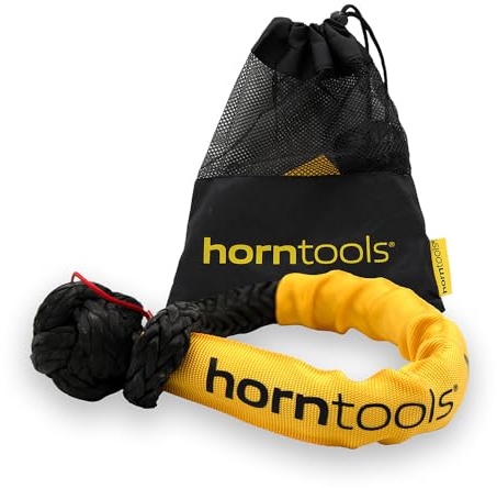 Horntools Softschäkel mit Aufscherschutz, mit robustem Schutzschlauch, Seildurchmesser 12 mm, Recovery Seil, Schäkel, für Offroad, Abschleppseil, leichte Karabiner-Schlinge (14 Tonnen WLL/Nutzlast)