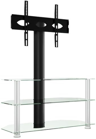 Meuble TV d angle 3 niveaux pour 32 70 pouces noir et argenté