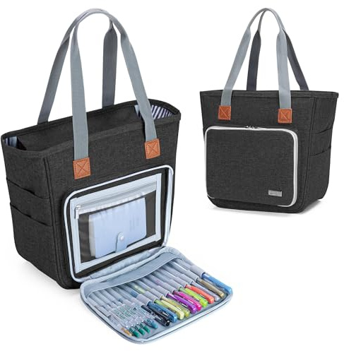 Luxja Sac Biblique avec Plusieurs Poches, Étui de Transport Biblique pour Femme, Sac Fourre-tout Biblique, Noir