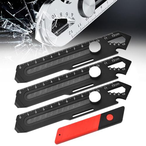 Schweres Mehrzweck Gebrauchsmesser mit 5 Klingen, 2024 Profi Cuttermesser, Edelstahl Cuttermesser Klingen, Universalmesser, Multifunktionales Mehrzweck Teppichmesser Druckguss Cutter Messer (B-3PCS)