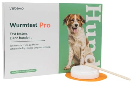 vetevo Wurmtest Hund Pro - Giardien, Spul-, Haken- & Peitschenwürmer | Testet zusätzlich Leberegel & Kokzidien, 3 Proben an aufeinanderfolgenden Tagen, Ergebnis in 12 Stunden