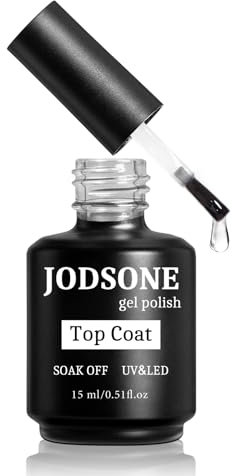 JODSONE 15ML Smalto Gel Top Coat Finitura lucida ad alta brillantezza Smalto Gel Lunga Durata Manicure Professionale Casa fai-da-te senza strofinare…