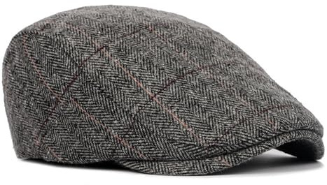 DOINEUFL Schiebermütze Herren Winter Verstellbar, Klassische Flatcap Schirmmütze Aus Wolle, Elegante Baskenmütze Herren Für Freizeit Outdoor 55-59cm (DE/NL/SE/PL, Numerisch, 55, 59, Grau)