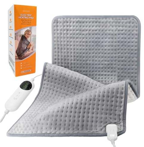 Heizkissen Elektrisch für Rücken & Regelschmerzen - XL 60x30cm Schnell Wärmeunterlage Nacken Schulter Muskeln mit 10 Stufen Temperatur & 3 Timer, Abschaltautomatik, Waschbar, Feucht/Trockenwärme