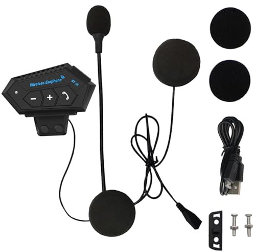 BT12 Motorbike Bluetooth Headset, Sport Cycling Earphones, Motorcycle Helmet Speaker with Noise Reduction Function and Hands-Free Communication System, Wireless Headphones for Skiing, Riding, Climbing