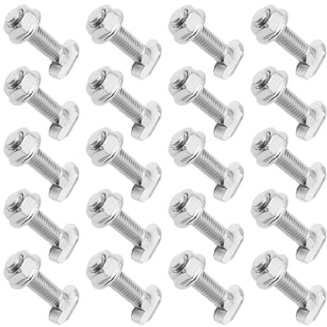 ECSiNG 20pz M8x30mm Viti A Testa Di Martello Per Profilo In Alluminio Profilo In Alluminio Fotovoltaico Guida Di Montaggio Solare Con Dadi Flangiati Argento