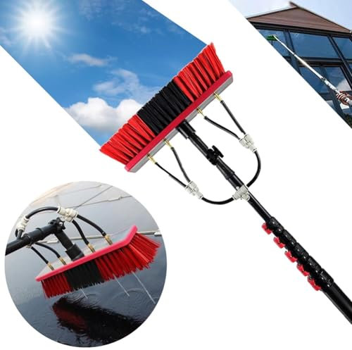 DKXCOSQ Teleskop-Fensterreiniger mit 3,6-10,8 m Stiel für Glasdach, PV-Anlage, Solaranlagen, Autowaschbürste, 35 cm