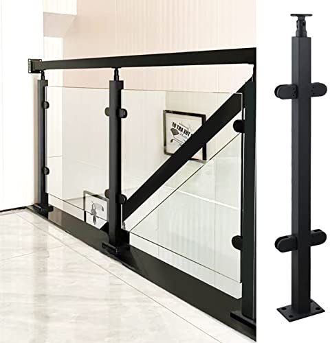 Poteau de garde-corps en verre noir avec pince carrée extra haute pour système de garde-corps robuste