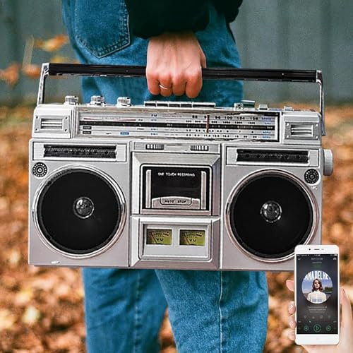 Bluetooth Kassettenspieler Lautsprecher - 80er Jahre Retro Style mit Handysteuerung, eingebauter Lautsprecher, SD/USB/U Disk Unterstützung - Street Style Lautsprecher