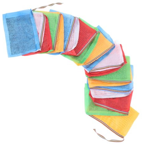 HOLIDYOYO 20pièces Drapeaux De Prière Colorés Pour Extérieur Bannière Décorative Religieuse Drapeau Bouddhiste Pour Et