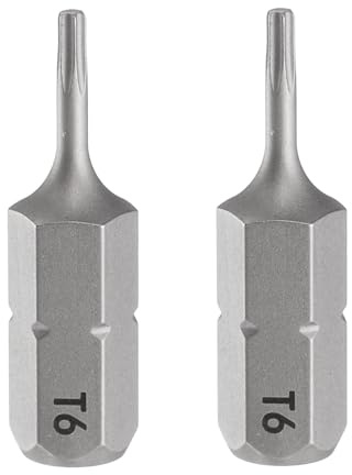 QUARKZMAN 2pcs T6 Embout de Tournevis Torx 1/4 Tige Hexagonale 25mm/1 Longueur Magnétique Tête Étoile à 6 Pans Acier S2 Embout de Tournevis