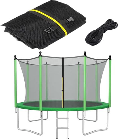 UNIPRIMEBBQ Trampolin Sicherheitsnetz 366cm, Innenliegendes Netz mit Reißverschluss, UV-beständig, 8 Stangen, Trampolin Ersatzteile