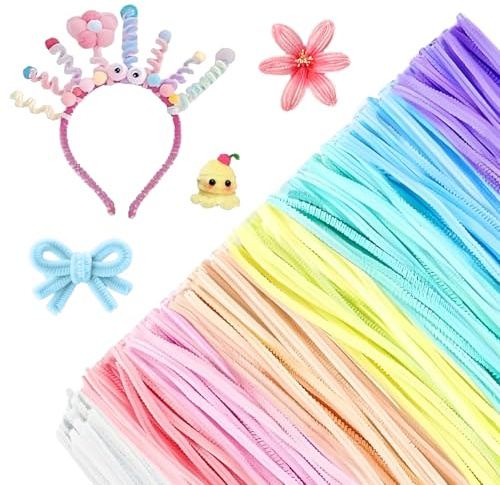 Pfeifenreiniger Set, SilverChry 500 Pieces Pipe Cleaners for Crafts, 7/20 Farben Blumenstrauß Pfeifenreiniger Blumen, Pfeiffendraht für Kreative Diy-Projekte und Basteldeko für Kinder (Macaron-Farbe)
