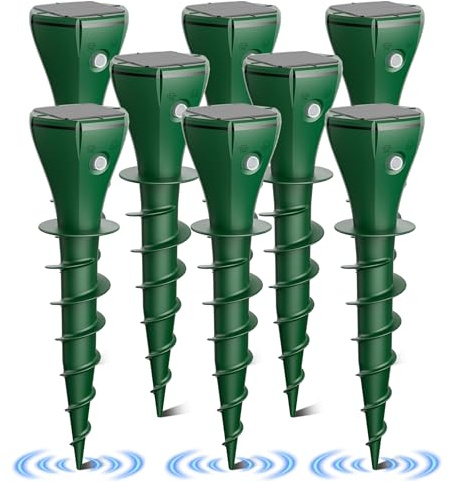 Oustpex Mole Repeller for Lawns，Solar Powered Vole Repellent Ultrasonic Pest Control Stake, Waterproof Sonic Pulse Deterrent for Gopher Vole Snake in Lawn, Garden & Yard