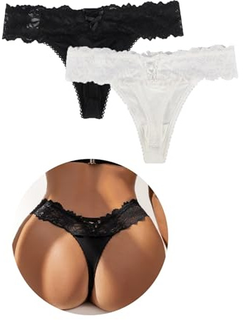comeondear Brasilianska trosor för kvinnor med spets string, tanga, sexiga underkläder, trosor elastiska underkläder för kvinnor, curvy trosor, eleganta trosor, stora storlekar, hipster, stringtrosor
