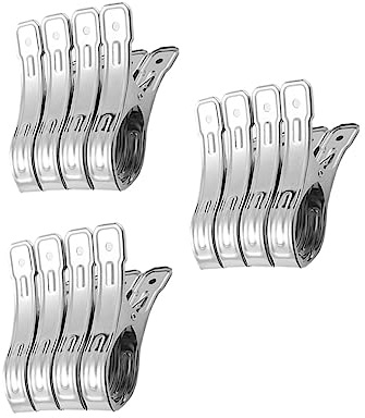 LOLIPPYY 12 pièces Pinces à Linge Acier Inoxydable Solides Grandes Pinces à Quilt et Vêtements Clips Résistants pour Séchage à