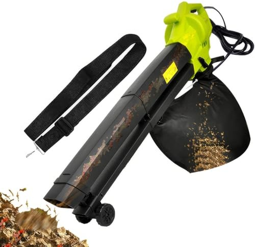 Soplador y aspirador de hojas de 3000 W, soplador y aspirador eléctrico 3 en 1 para jardín, bolsa recolectora grande de 40 L con correa de transporte, relación de trituración de 16:1, recolector de