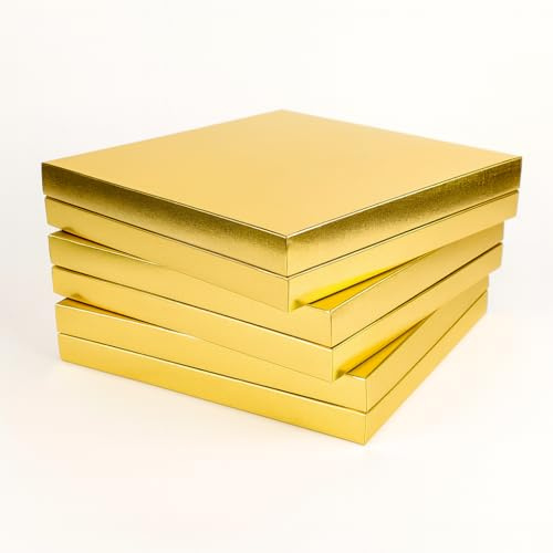 Luxuriöse Schokoladenschachtel mit 4 x 4 Trennwänden, bunte Geschenkboxen aus festem Karton, leere Verpackung mit 16 Schlitzen, für handgefertigte Pralinen, Hochzeits- oder Partygeschenke (Gold, 3