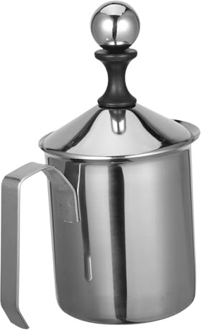 MUELODSIC Pichet à Lait Mousseur Manuel Acier Inoxydable pour Art Mousse Crémeuse Usage Maison et Café
