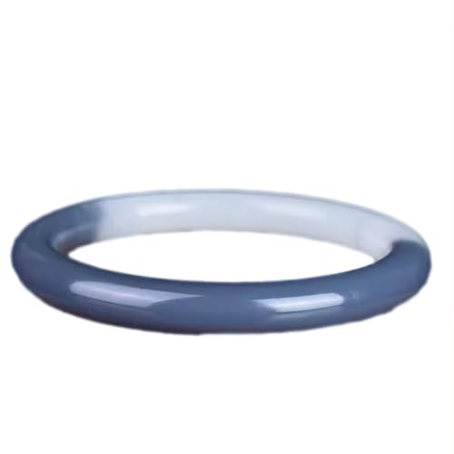 Armbänder, graue und weiße Jade -Armbänder für Frauen rund dünne Jade -Armreif -Armbänder mit Kasten Glücksbändern (54 mm)