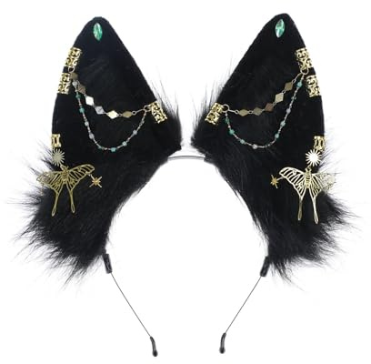 NUEAYMS Haarreif mit exotischen Wolfsohren, Haarreif, Rollenspiel, Anime-Kostüm, Haarschmuck, Harfe, Maskerade, Kopfschmuck, Anime, Kopfschmuck, exotisches Wolfsohren-Stirnband