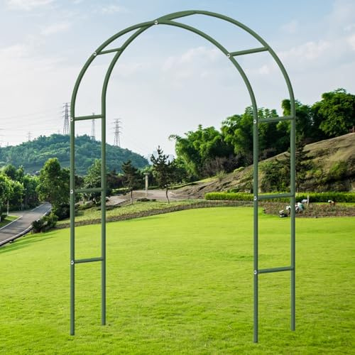 Arche de jardin en métal pour plantes grimpantes, extérieur et intérieur, treillage vert, 140 x 280 cm, parfait pour les événements et l'aménagement paysager