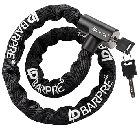 Barpre Bike Chain Lock with 2 Keys, 90cm Total Length (75cm Chain), 6mm Steel Everyday Commuter Bicycle Lock with Scratch-Proof Nylon Sleeve for Pushbikes, E-Scooters & Gates, Black