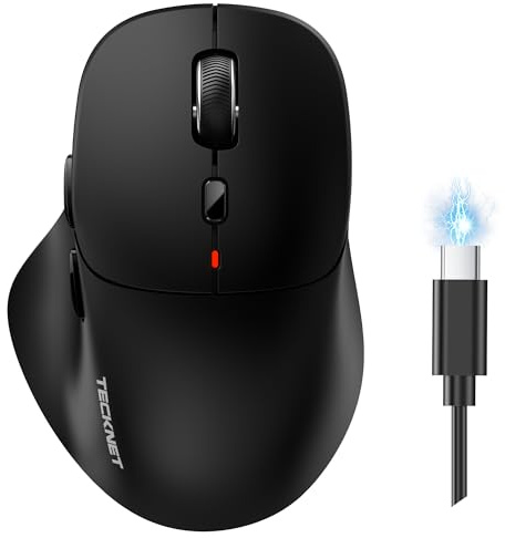 TECKNET Wireless Mouse Bluetooth 5.0/3.0 & 2.4G Rechargeable, Silent Clicks, Adjustable 4800 DPI, 6 Buttons, Ergonomic Design, Bluetooth Mouse for Laptop, Computer, ipad