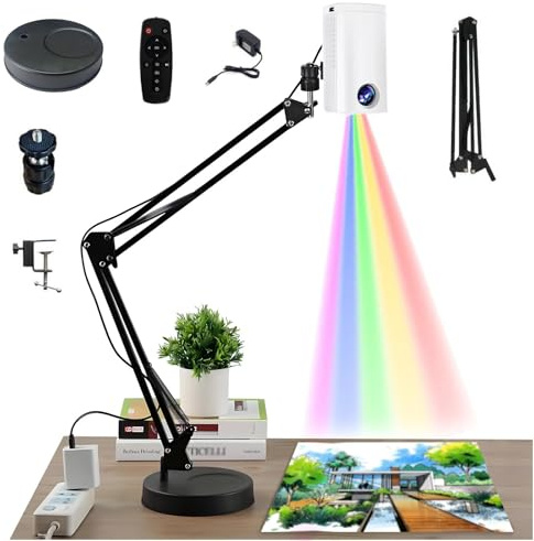 Proiettore da disegno per tracciare, proiettore artistico portatile con telecomando e supporto, connessione WiFi e USB per trasferimento immagini