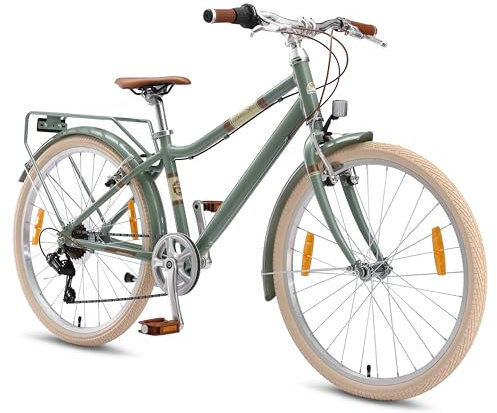 BIKESTAR Alu Kinderfahrrad ab 9-10 Jahre | 24 Zoll City Bike, 7 Gänge, V-Bremse | Risikofrei Testen