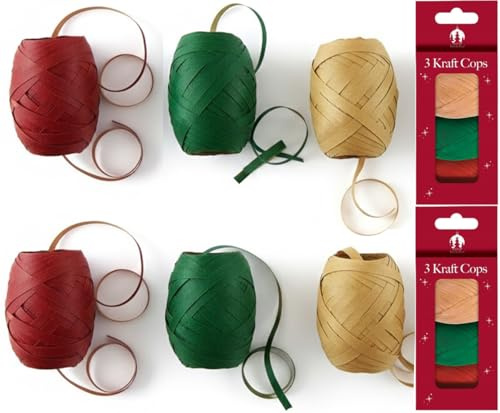 6 Rolls Raffia Paper Ribbon Twine Strings 5mm x 10m - Florist Raffia Paper String, Paper Packaging String Rope Xmas Raffia Bundles Yarn for DIY Craft Gift Box Wrapping