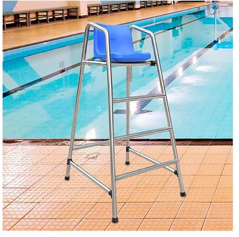 Sillas de Salvavidas, Silla elevada para Playa y Parques acuáticos. Silla de Rescate de Acero Inoxidable con Escalera Desmontable, Ideal para Adultos y niños. 78 x 92 x 150 cm. Asientos de t